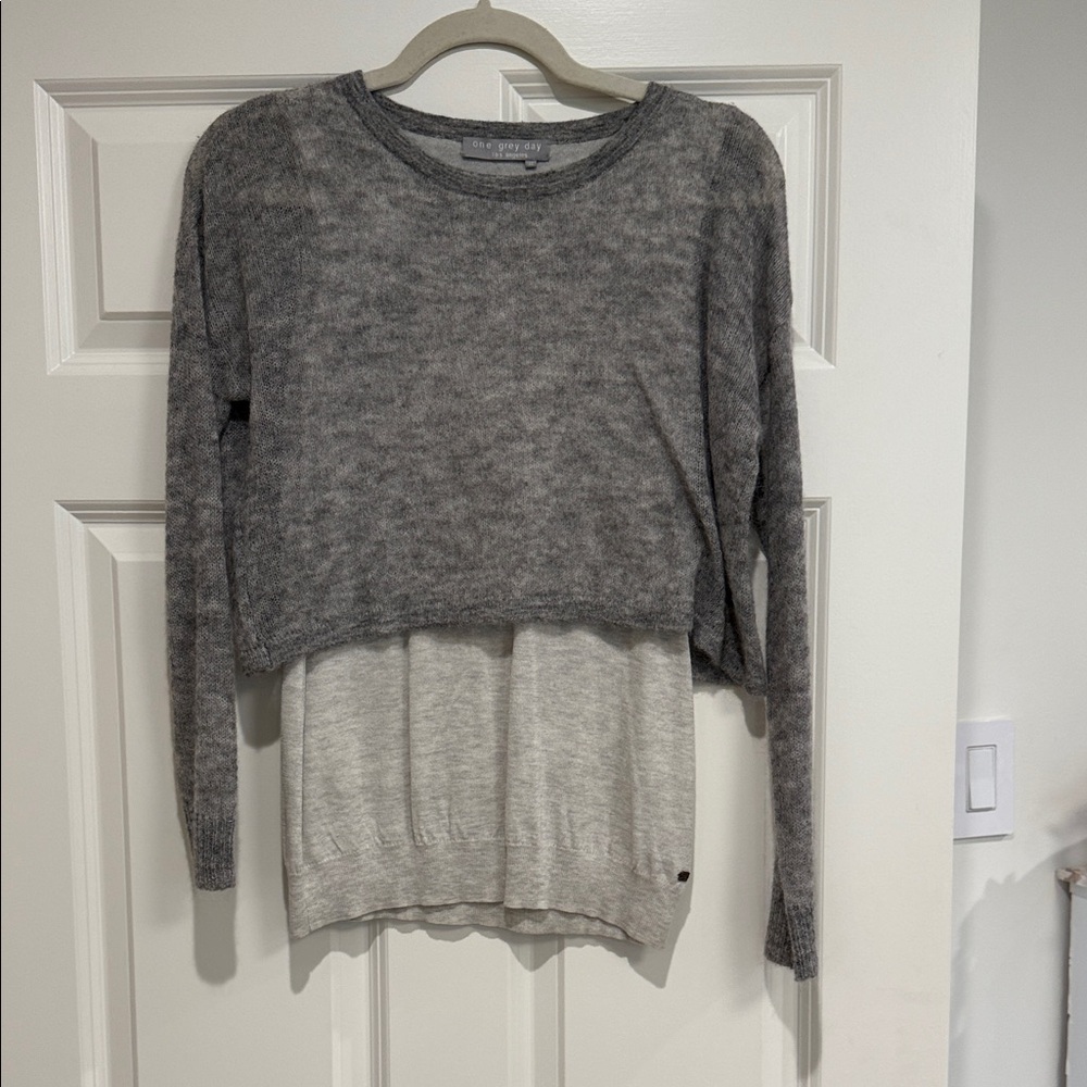 Elegant Gray and Cream Women's Sweater
